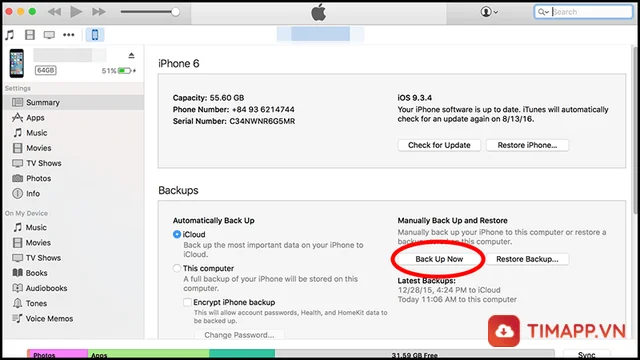 Bẻ khóa iCloud iPhone 6 bằng iTunes