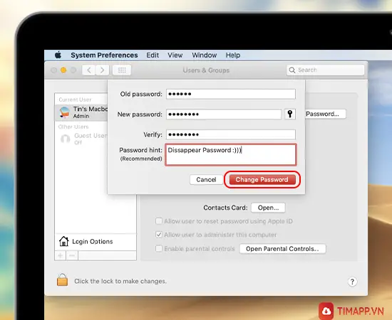 Hướng dẫn cách đổi mật khẩu MacBook