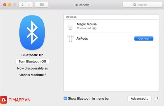 Hướng dẫn cách kết nối AirPods với MacBook