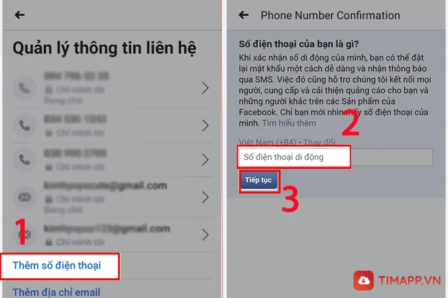 Cách đổi số điện thoại trên Facebook bằng số điên thoại khác