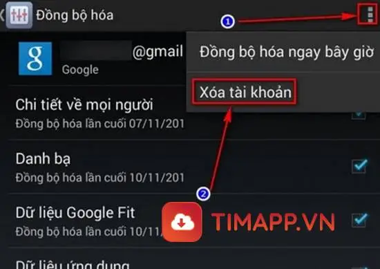 cách đăng xuất Gmail trên điện thoại Samsung bằng cài đặt bước 3