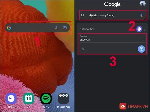 Cách đặt báo thức trên điện thoại Samsung qua Google