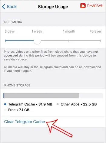 Cách xoá dữ liệu Telegram trên iPhone