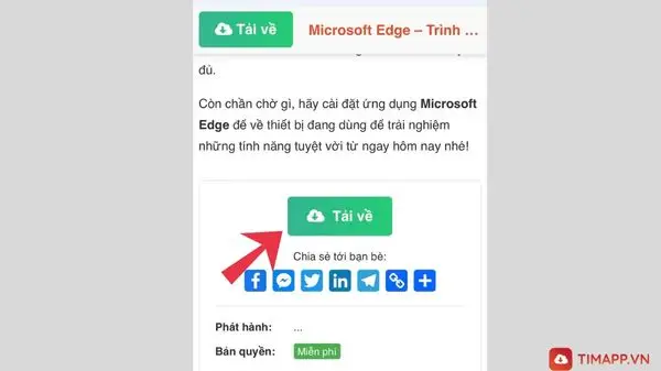 Microsoft Edge tải về trên điện thoại