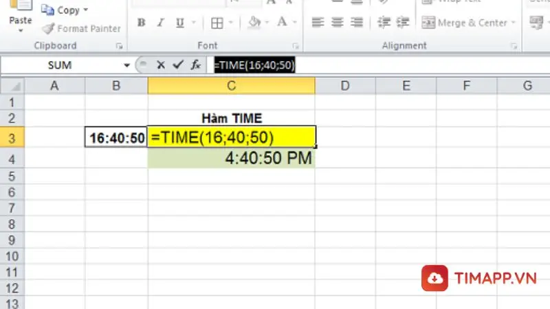 các hàm cơ bản trong Excel hàm time 