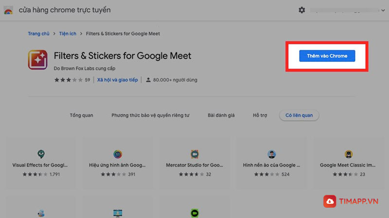 cách dùng filter trên google meet với tiện ích Filter Sticker