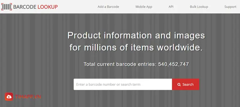 kiểm tra mã vạch online bằng website Barcode Lookup