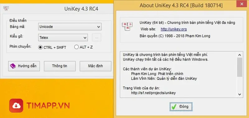 Các phiên bản chính của Unikey