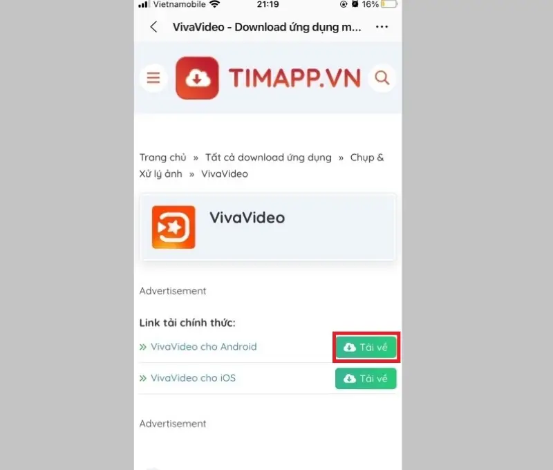 Cách cài đặt VivaVideo cho Android