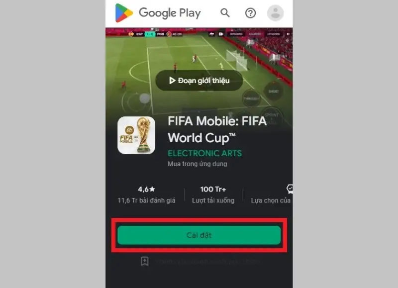 Cách tải game Fifa Mobile trên Android