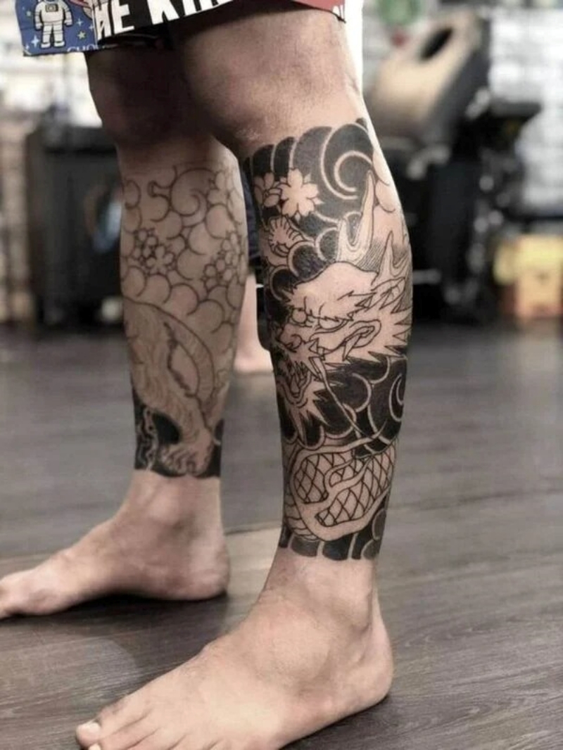 Hình xăm bắp chân cực chất cho nam