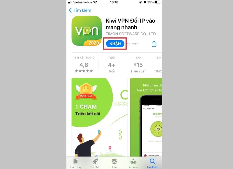 Cài đặt Kiwi VPN trên iOS