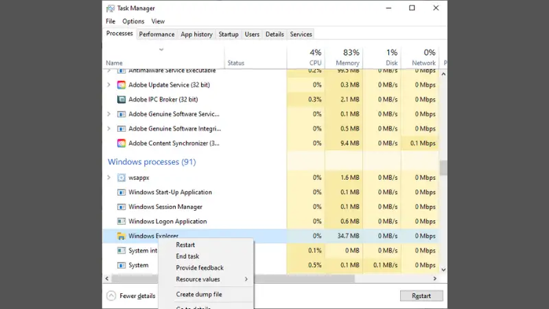 thanh taskbar bi do
