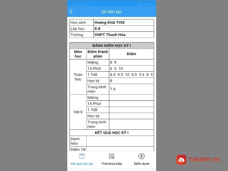 Tra cứu điểm thi trên điện thoại